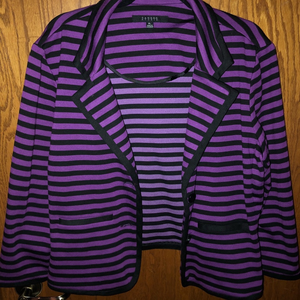Purple and black striped blazer